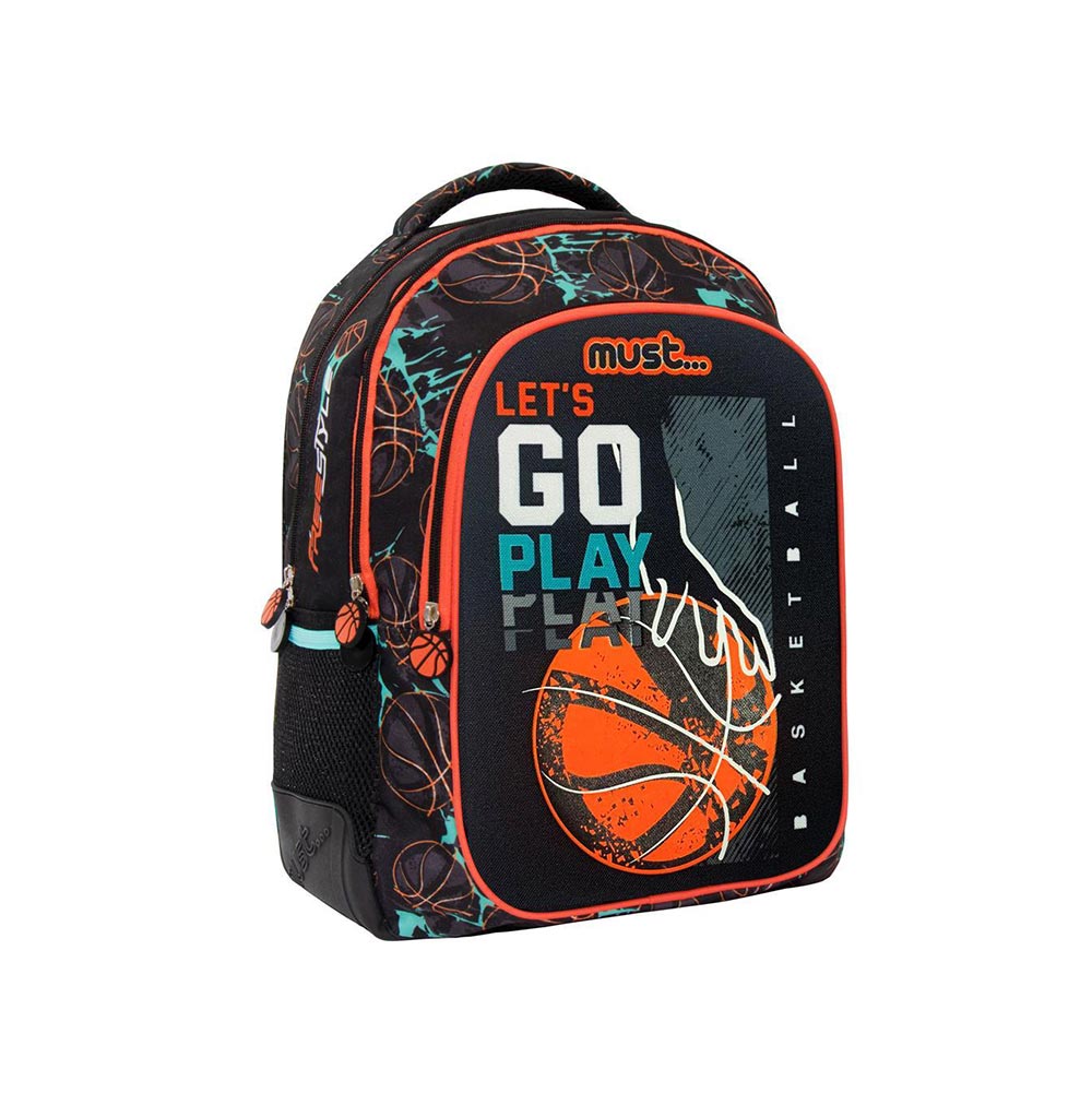 Elementary School Backpack 32x18x43cm 3 Pockets Basketball Lets Go Pla Fun Planet