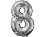 Μπαλόνι Foil Balloon Νούμερο "8" Silver 66cm (A3196201) - Fun Planet