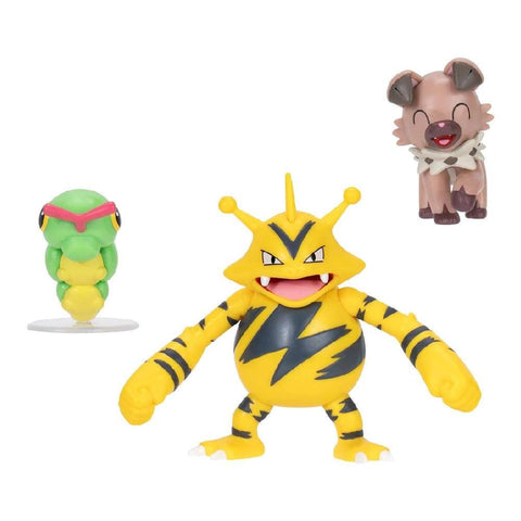 Pokemon Φιγούρές Μάχης Σετ 3 Caterpie, Rockruff, Electabuzz Wave 21 (PKW3892) - Fun Planet